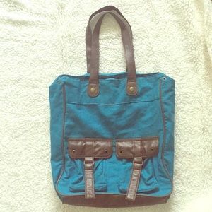 Blue/brown tote bag